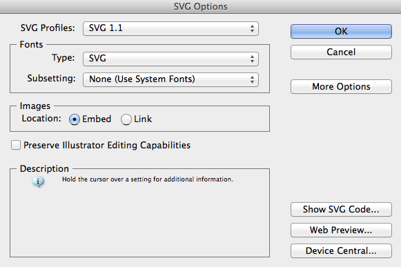 SVG Export options