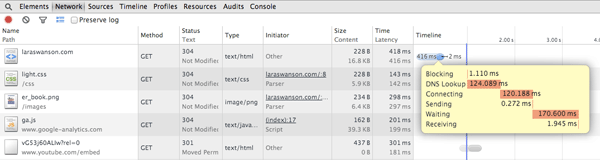 Chrome DevTools network tab